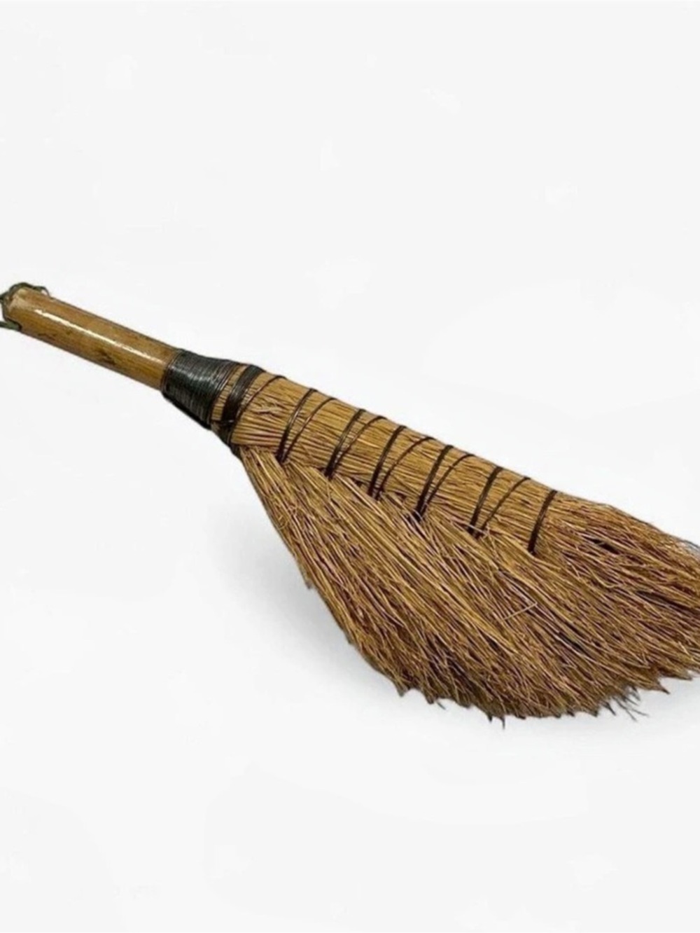 Vintage Hand Woven Corn Husk Whisk Broom Cottagecore Rustic Hearth Decor